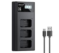K&F CONCEPT NP-FW50 Batería Cargador de 3 Ranuras con Pantalla LCD Compatible con Cámaras Sony ZV-E10, Alpha A6400 A6000 A6300 A6500 A5000 A5100 A7 A7II A7R A7RII A7S A7SII RX10 II III y más