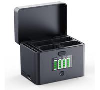 K&F CONCEPT NP-FZ100 y LP-E6 Cargador de batería 2 en 1 de 4 Canales, Carga Rápida 40W PD, Compatible con Sony A6700/A7III/FX3/FX30/A7IV y Canon EOS R5 II/6D/5D, USB C, Almacenamiento SD, CFA, CFB