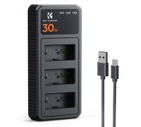 K&F Concept NP-W126 3-Slot Fast-Charging Charger | Tres baterías simultáneas, indicador LED, compatible con Fujifilm XT30 III X-E5 X100VI X-T50 X-M5 X-S10