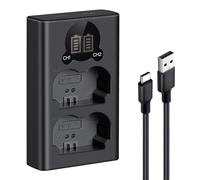 K&F CONCEPT NP-W235 Cargador de Batería con Doble Ranura y Pantalla LCD, Cargador Micro USB y Type-C Compatible con Fujifilm X-T5, X-T4, GFX 100S, X-H2S, GFX 50S II, VG-XT4.