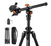 K&F Concept O234A1+BH-36 Tripode Camara con Brazo Extensible, Tripode para Movil 195CM, Trípode Viaje Cámara, Trípode de Movil con Soporte de Teléfono, Trípode Ligero en Aluminio