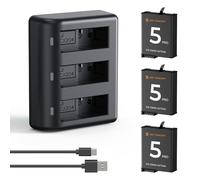 K&F CONCEPT Osmo Action 5 Pro/4/3 Osmo 360 Cargador y 3 Pack baterías 2100 mAh Compatible con dji Cámara Action 5 Pro/4/3 OSMO 360 USB-C