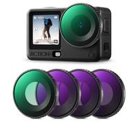 K&F CONCEPT Pack de 4 Filtros Compatible con dji Osmo Action 6, Filtros CPL/ND8/ND16/ND32 para Control de Luz y Exposición, Vidrio Óptico Multicapa con Filtro Polarizador