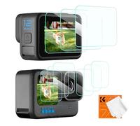 K&F CONCEPT Protector de Pantalla para GoPro Hero 9 10 11 12, 3 PCS Protector de Pantalla Trasera Vidrio Templado, 3 PCS Protector de Lente, 3 PCS Protector de Pantalla Frontal, 1PCS Paño de Limpieza