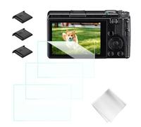 K&F CONCEPT Protector de pantalla para Ricoh GR IV/GR4, vidrio templado 9H 0.3mm antiarañazos [3 unidades] + Paño + 3 Cubresapata flash