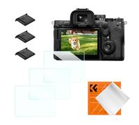 K&F CONCEPT Protector de pantalla para Sony A7V A7 V A7R V 7R V A7RV A7M5 A7R5, vidrio templado 9H 0.3mm antiarañazos [3 unidades] + Paño + 3 Cubresapata flash