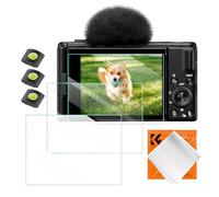 K&F CONCEPT Protector de Pantalla para Sony ZV-1 ZV-1 II ZV-E10, 3 PCS Protector de Pantalla Vidrio Templado, 3 PCS Nivel de Zapata Caliente, 1PCS Paño de Limpieza