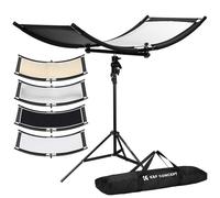 K&F CONCEPT Reflector Curvo 100x45cm con Soporte para Retrato | Negro blanco plata oro, apertura rápida, forma U, incluye soporte 1.5m y bolsa transporte, LE11