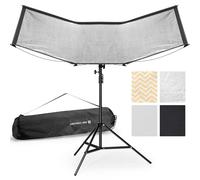 K&F CONCEPT Reflector Curvo 120x65cm con Soporte para Retrato | Negro blanco plata oro, apertura rápida, forma U, incluye soporte 1.5m y bolsa transporte, LE10