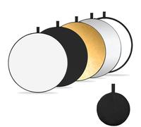 K&F CONCEPT Reflector de Luz 5 en 1 Difusor de Fotografía 43"(110cm) Colapsable Portátil para Iluminación de Estudio y Exterior Oro Plata Blanco Negro Translúcido