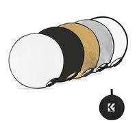 K&F CONCEPT Reflector de Luz 5 en 1 Difusor de Fotografía de 22"(60cm) Colapsable Portátil para Iluminación de Estudio y Exterior Oro Plata Blanco Negro Translúcido