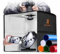 K&F CONCEPT Set de Estudio fotográfico Plegable, Mini Caja de luz Regulable 5500K, Kit iluminación con 6 Fondos PVC para fotografía de Joyas y Productos pequeños (40x40 cm)