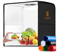 K&F CONCEPT Set de Estudio fotográfico Plegable, Mini Caja de luz Regulable de 5600K Set de iluminación de Carpa fotográfica con Fondo de PVC de 6 Colores para fotografía de Joyas (40cm)