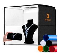 K&F CONCEPT Set de Estudio fotográfico Plegable, Mini Caja de luz Regulable de 5600K Set de iluminación de Carpa fotográfica con Fondo de PVC de 6 Colores para fotografía de Joyas (30cm)