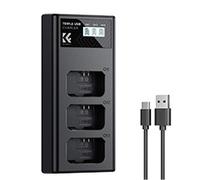 K&F CONCEPT Sony NP-FW50 3-pack Camera Charger with LCD Display/With Micro USB and Type-C cable