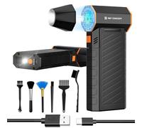 K&F CONCEPT Soplador de Polvo Eléctrico con Boquilla Magnética, 300.000 RPM | 2 Luces LED, 6 Cepillos y Motor sin Escobillas, Aire Silencioso para PC, Teclado, Auto, B500M