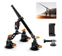 K&F CONCEPT Soporte de Cámara con 3 Ventosas de 3", Brazo Mágico 360° y Barra Telescópica - Montura de Vacío Estable para GoPro, Insta360, Smartphone - Accesorio de Fotografía y Vídeo en Coche
