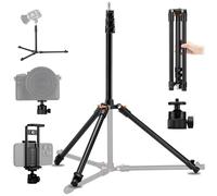 K&F CONCEPT Soporte de luz, trípode de aluminio de 2,6 m con cabeza de bola y soporte para tableta de teléfono, soporte de fotografía portátil para video de estudio, luz de anillo, caja de luz, cámara