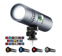 K&F Concept SP25C Foco LED Portátil 25W, Luz Video 4 Colores Zoom Foto | 25W, 4000 lux a 0,5 m, 4 colores y 20 plantillas, batería 33,3 Wh, carga PD 30 W, 2 roscas de 1/4 in, rótula ajustable