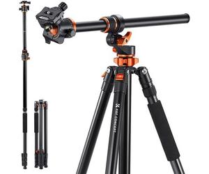 K&F Concept T254A7 Trípode de aluminio de 230 cm con brazo ajustable