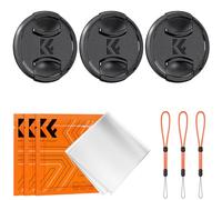 K&F Concept Tapa de Objetivo de 77mm, 3pcs Fundas de Lente de Cámara Frontal a presión + 3pcs Tapa elástica para Lente Fujifilm+ 3pcs Paño Limpieza para Canon Nikon Sony Olympus con Rosca de 77 mm