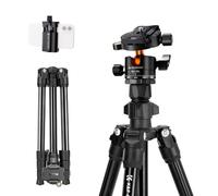K&F Concept Trípode Cámara,163CM, Trípode de Movil con Soporte de Teléfono,Tripode en Aluminio Canon Reflex con Rótula de Bola para Cámara DSLR (Solo 1.16kg)