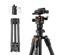 K&F Concept Trípode Cámara,163CM Trípode Viaje para Cámara,Trípode Ligero en Aluminio, Trípode de Movil con Soporte de Teléfono,Tripode Canon Reflex con Rótula de Bola para Cámara DSLR (Solo 1.16kg)