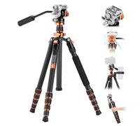 K&F CONCEPT Trípode Cámara 173cm de Fibra de Carbono O255C4+FH-03, Arca Swiss Compatible para Trípode de Cámara DSLR Carga 5kg
