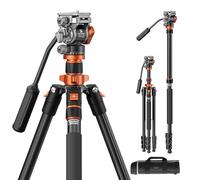 K&F CONCEPT Trípode Cámara 200cm Trípode de Vídeo | Trípode compacto de aluminio para DSLR con cabezal fluido y carga de 5 kg para viajes y trabajo K234A7+FH-03