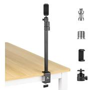 K&F Concept Trípode de luz para fotografía con cabezal esférico de 1/4"-20, soporte ajustable para tablet de 13"-35,4", abrazadera para cámara DSLR, luz de anillo, transmisión en vivo, grabación de