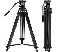 K&F Concept Trípode de Video,184cm Trípode Resistente con 360° Cabezal Fluido,Trípode Profesional de Aluminio con Placa de Liberación Rápida para DSLR,Videocámara,Cámaras, Carga Máxima 8KG
