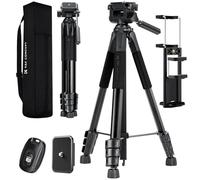 K&F CONCEPT Trípode Ligero Portátil 172cm S254A3+BV01 Tripode para Movil de Tubo Perfilado de 5 Lados para DSLR, Cámara Réflex Digital, Teléfono Móvil, etc., con Clip para Teléfono Móvil