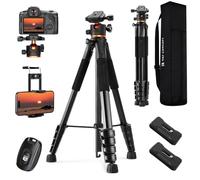 K&F CONCEPT Trípode Ligero Portátil 190cm | Cabeza Esférica, Para DSLR, Cámara Réflex Digital, Teléfono Móvil, Con Clip para Teléfono Móvil, S255A3+BH-36