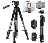 K&F Concept Trípode Ligero Portátil 190cm S255A3+BV01 Tripode para Movil de Tubo Perfilado de 5 Lados para DSLR, Cámara Réflex Digital, Teléfono Móvil, etc.