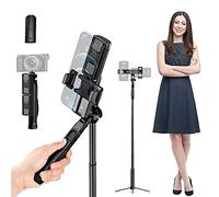 K&F Concept Trípode Multifuncional 4 en 1 de Aluminio para Selfie con Mando a Distancia Bluetooth, 2 Soportes para teléfono móvil de rotación de 360 °, 110 cm inalámbrico, monopod Compatible con