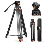 K&F CONCEPT Trípode Vídeode 202cm con Cabezal Fluido, Trípode Cámara de Aluminio de Alta Resistencia con Amortiguación de Fricción Suave para DSLR, Videocámara, Carga Máxima 8kg