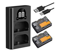 K&F LP-E6P Camera Battery 2400mAh, 2-pack + Charger