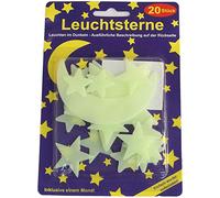 K&G - Juego de 40 estrellas y luna fluorescentes y adhesivas en diferentes tamaños. Autoiluminación, decoración de cielo nocturno, adhesivos de pared