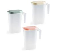 K&G PF124761_x3 - Juego de 3 jarras de zumo (1,6 L, con tapa, plástico, sin BPA), color verde menta, rosa y gris