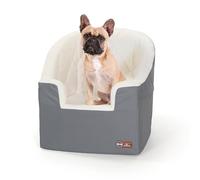 K&H Pet Products - Asiento Elevador de Coche para Perro, Lavable, Resistente, para Perros pequeños y medianos, 2 Correas de Seguridad, Gris/Crema