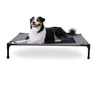 K&H Pet Products - Cama elevada refrescante para Perros con Malla Transpirable Lavable, Patas de Goma Antideslizantes, Cuna portátil para Interiores y Exteriores, Malla Gris/Negra Grande