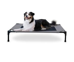 K&H Pet Products - Cama elevada refrescante para Perros con Malla Transpirable Lavable, Patas de Goma Antideslizantes, Cuna portátil para Interiores y Exteriores, Malla Gris/Negra Grande