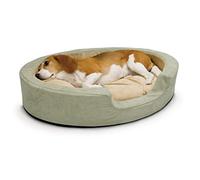 K&H Pet Products - Cama térmica para Mascotas, Cama para Perros y Gatos, tamaño Mediano, 26 x 20 x 5 Pulgadas, Color Salvia/Bronceado