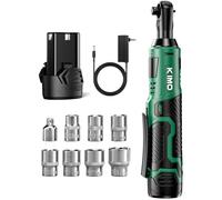 K I M O. Juego de llaves de trinquete eléctricas inalámbricas, 40 pies-libras, 400 RPM, kit de trinquete inalámbrico de 3/8 pulgadas de 12 V con carga rápida de 60 minutos, disparador de velocidad