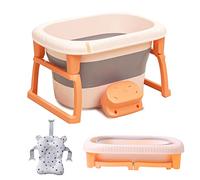 K IKIDO Bañera grande plegable para bebés de 0 a 72 meses, bañera ergonómica (324 naranja)