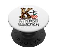 K Is For Kindergarten Leopard Pencil Primer Día de Escuela PopSockets PopGrip Adhesivo
