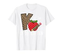 K is for Kindergarten Teacher Leopard Back to School Camiseta gráfica económica, Hombre, Blanco, XL