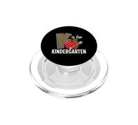 K is for Kindergarten Teacher Leopard Back to School PopSockets PopGrip para MagSafe