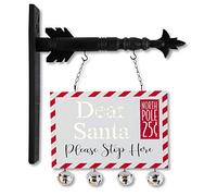 K&K Interiors 54629A 13 Pulgadas Dear Santa LED Postal Recorte Flecha reemplazo, Madera y Hierro, Rojo/Blanco