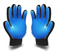 K&K - Juego de guantes de aseo para mascotas, gatos, conejos y caballos con pelo largo/corto y rizado. 1 par de guantes suaves para quitar el pelo de mascotas y bolsa de almacenamiento.